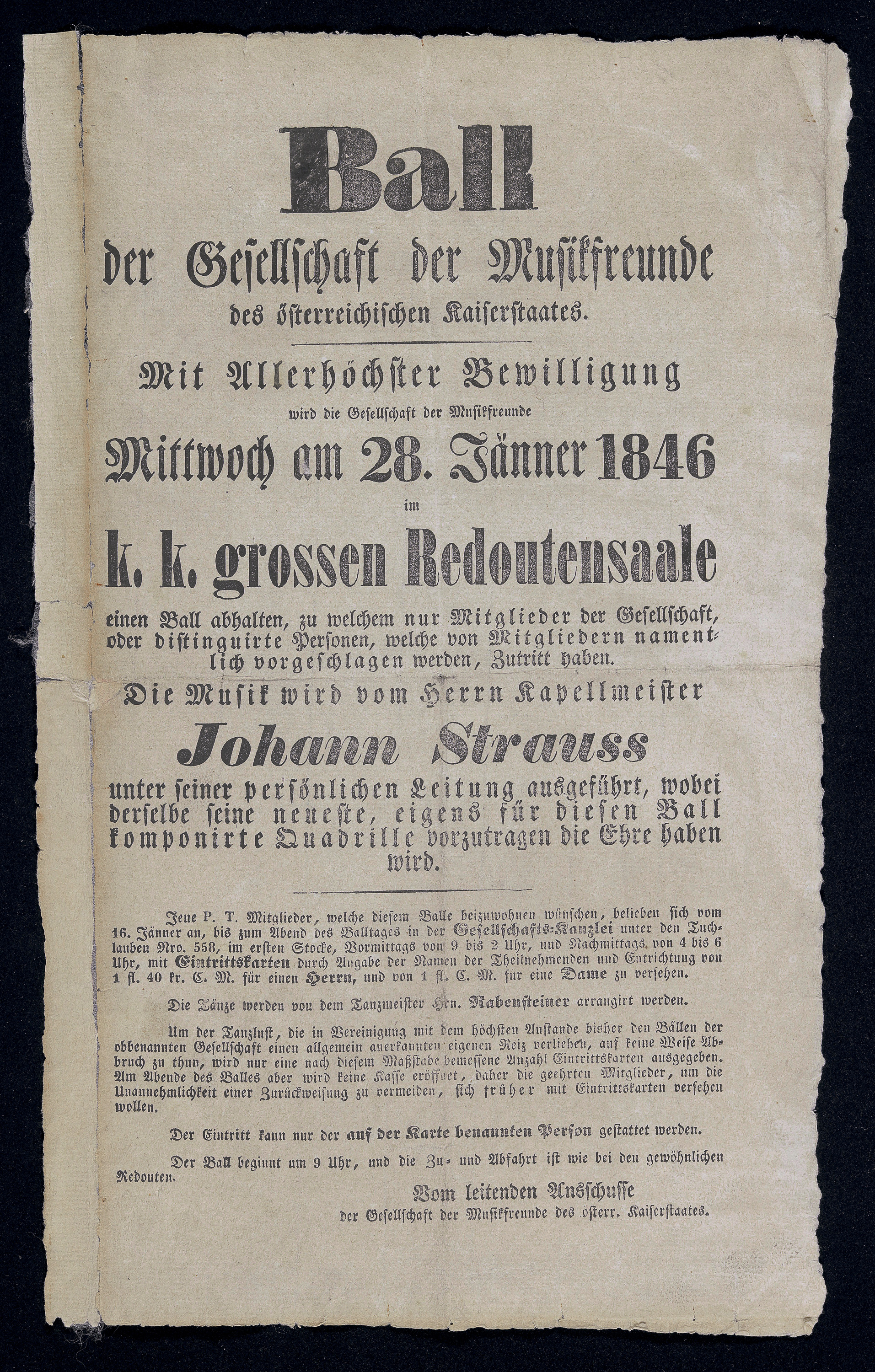 Ball der Gesellschaft der Musikfreunde des österreichischen Kaiserstaates [...] im k.k. grossen Redoutensaale, Selbstbeherschung, Othello, der Mohr von Venedig