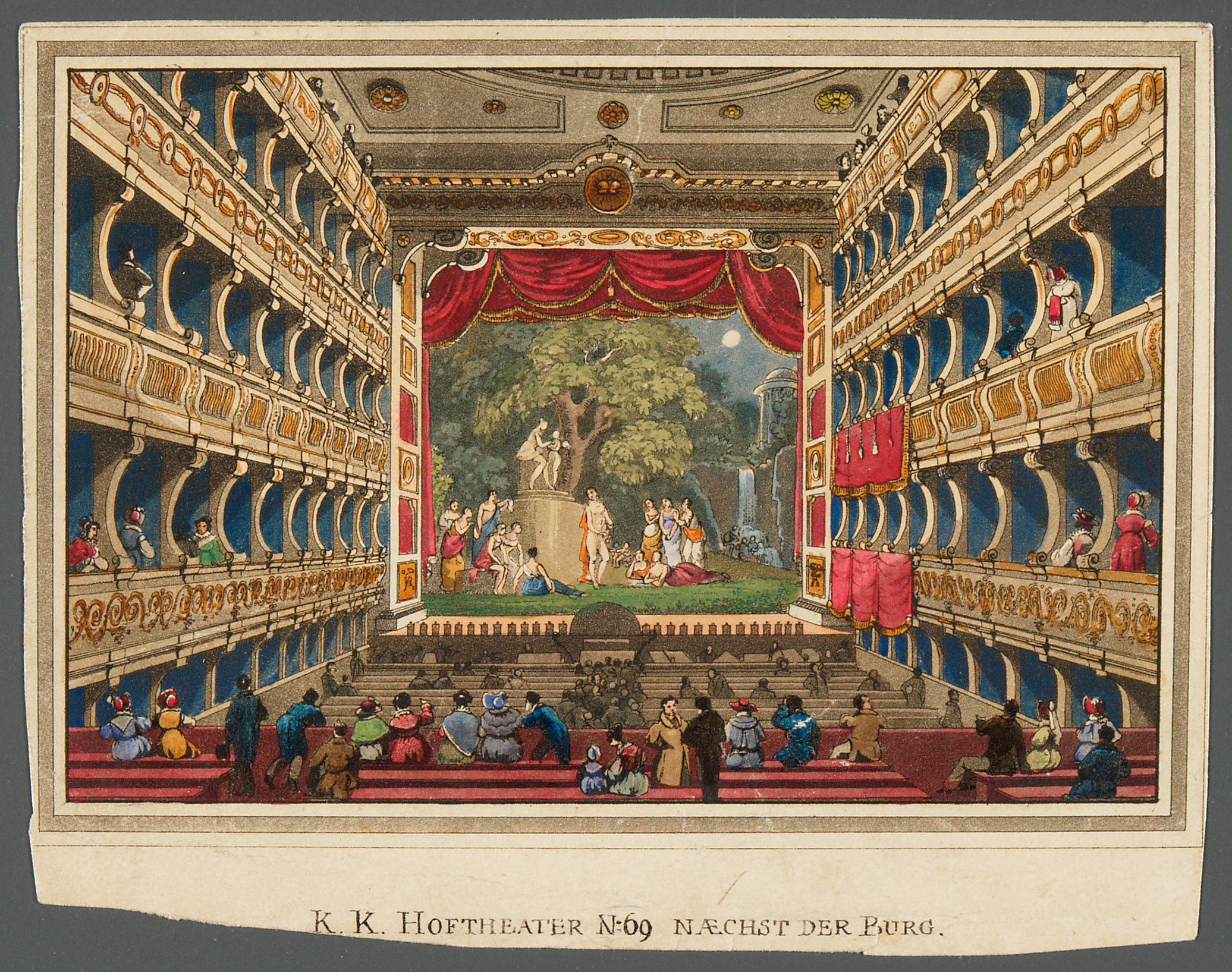 Wien, Altes Burgtheater, Titel in Vorlageform: k.k. Hofburgtheater nächst der Burg, Titel der Serie: Wiens vorzüglichste Gebäude und Monumente