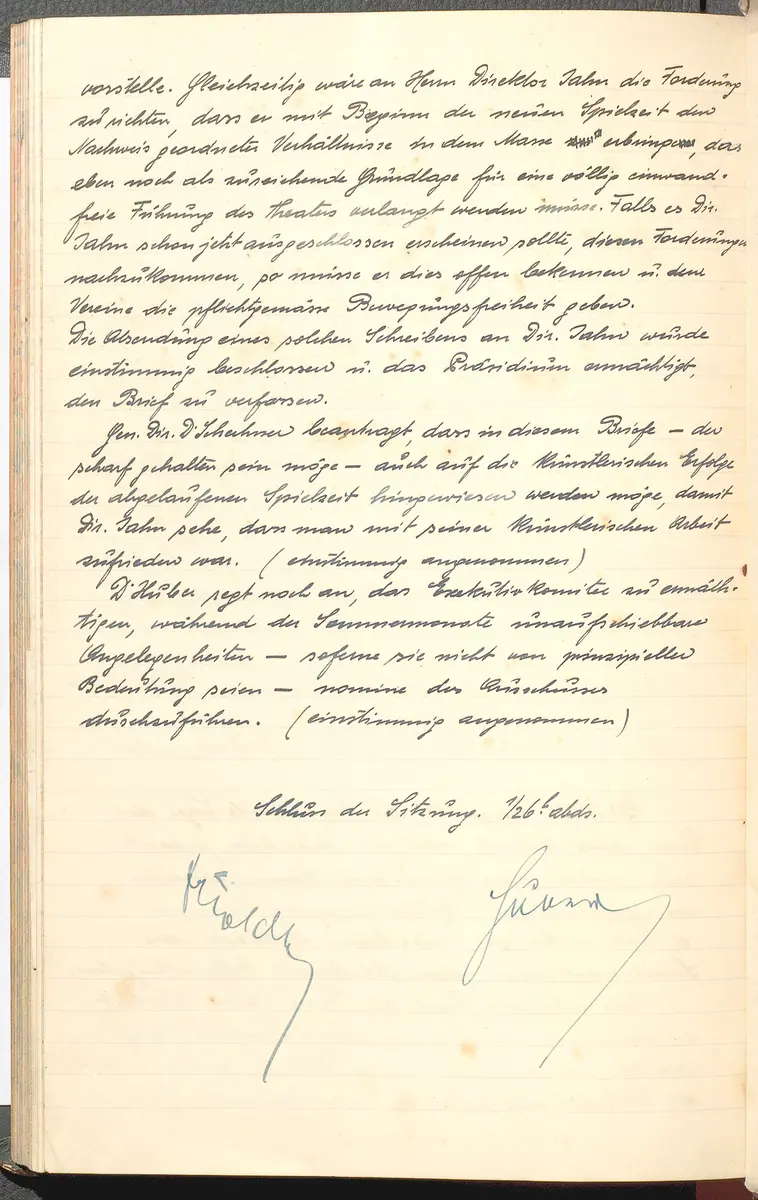 Protokolle der Ausschusssitzungen des Vereines des Deutschen Volkstheaters in Wien