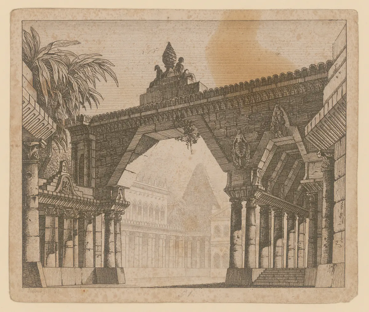 Moises, Alternativtitel: Moses, Titel der Serie: Theaterdecorationen nach den Original Skitzen des k.k. Hof Theater Mahlers Anton de Pian, gestochen und verlegt von Norbert Bittner.