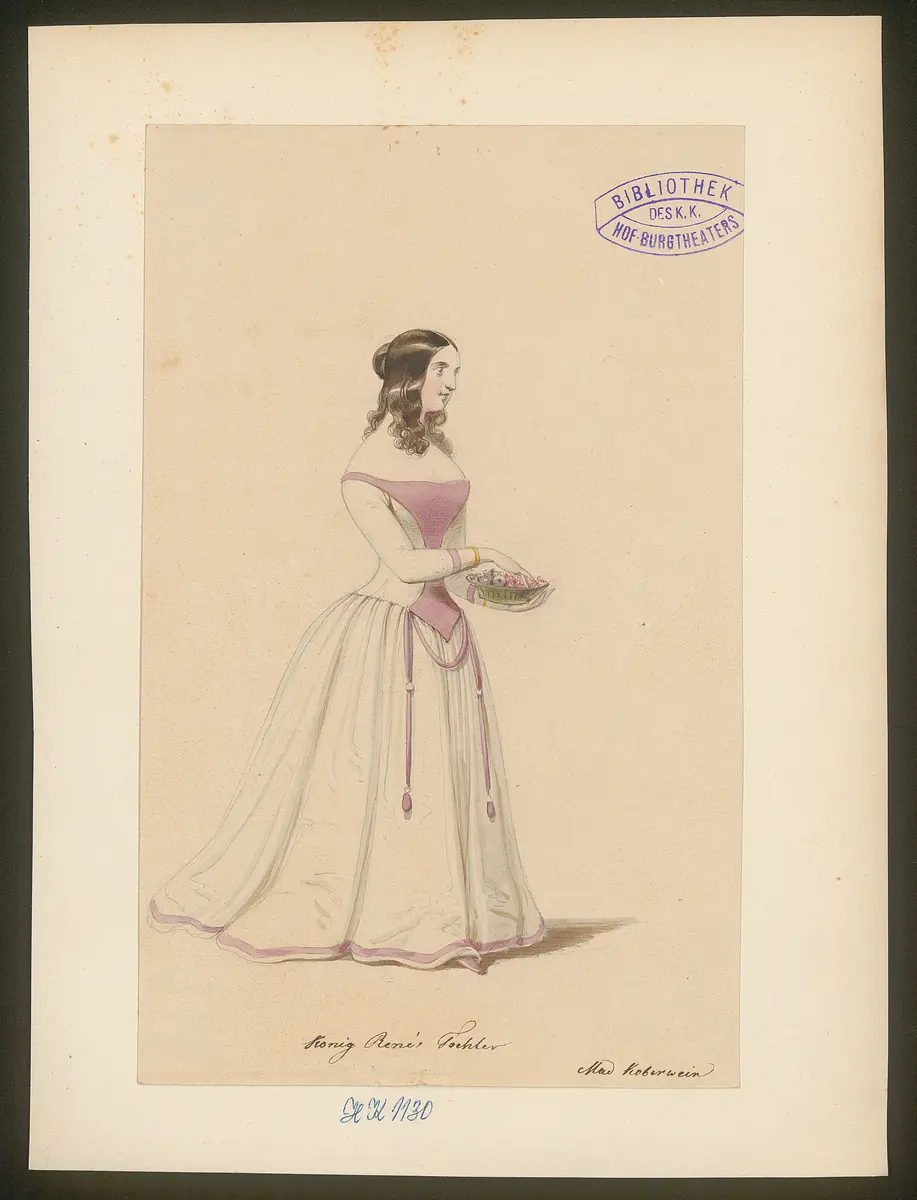 König Renés Tochter, Suchtitel: König Renes Tochter, Originaltitel: Kong Renes Datter, Titel der Serie: Figurinen des k.k. Hof-Burgtheaters