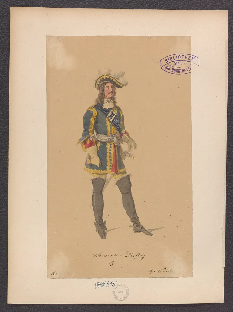 Prinz Friedrich von Homburg, Titel der Serie: Figurinen des k.k. Hof-Burgtheaters, Titel der Veranstaltung: Die Schlacht bei Fehrbellin