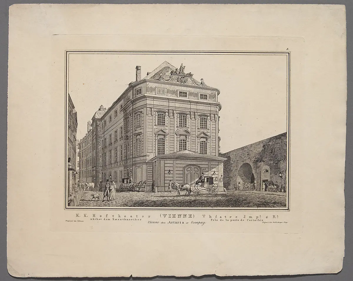 Wien, Kärntnertortheater, Titel in Vorlageform: K.K. Hofoperntheater nächst dem Kaernthnerthor (Vienne) Théatre Imp.l & R.l Près de la porte Carinthie