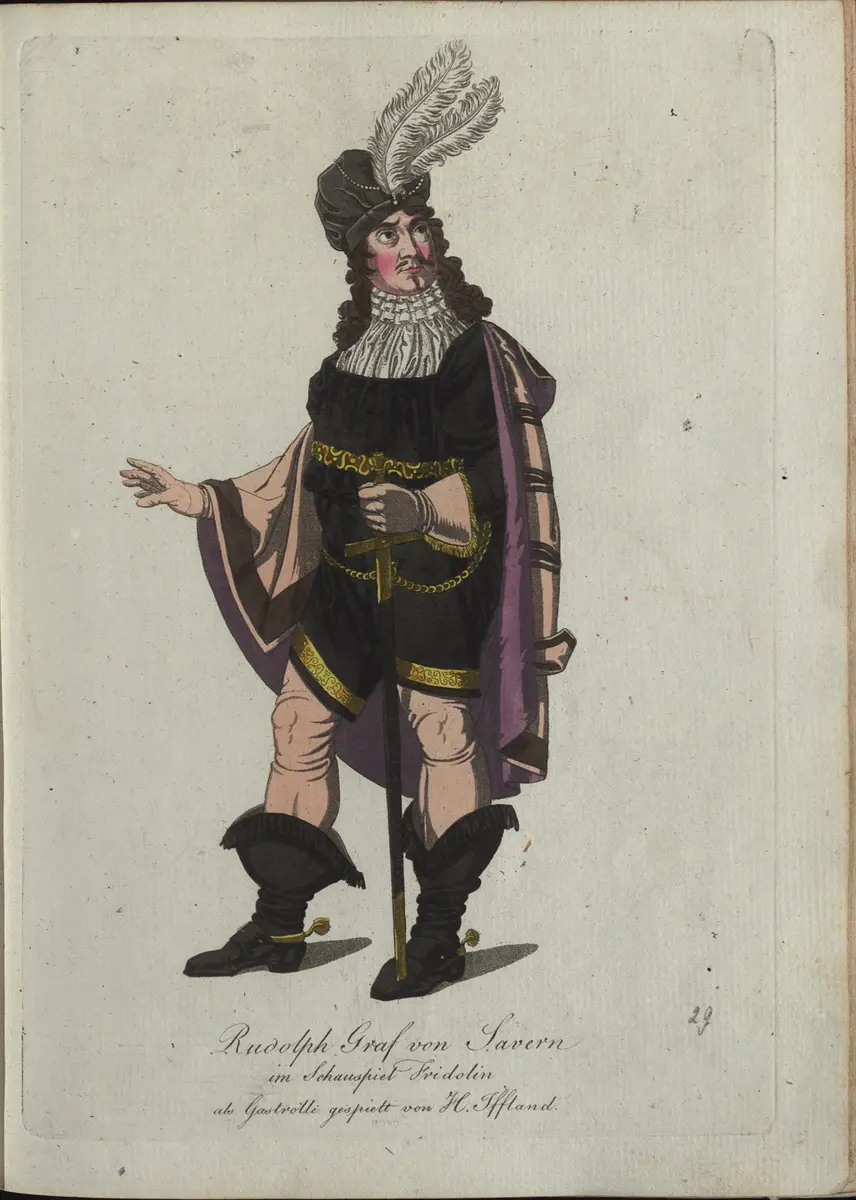 Fridolin, Titel der Serie: Auswahl schöner Costumes für Theater- und Ball-Anzüge