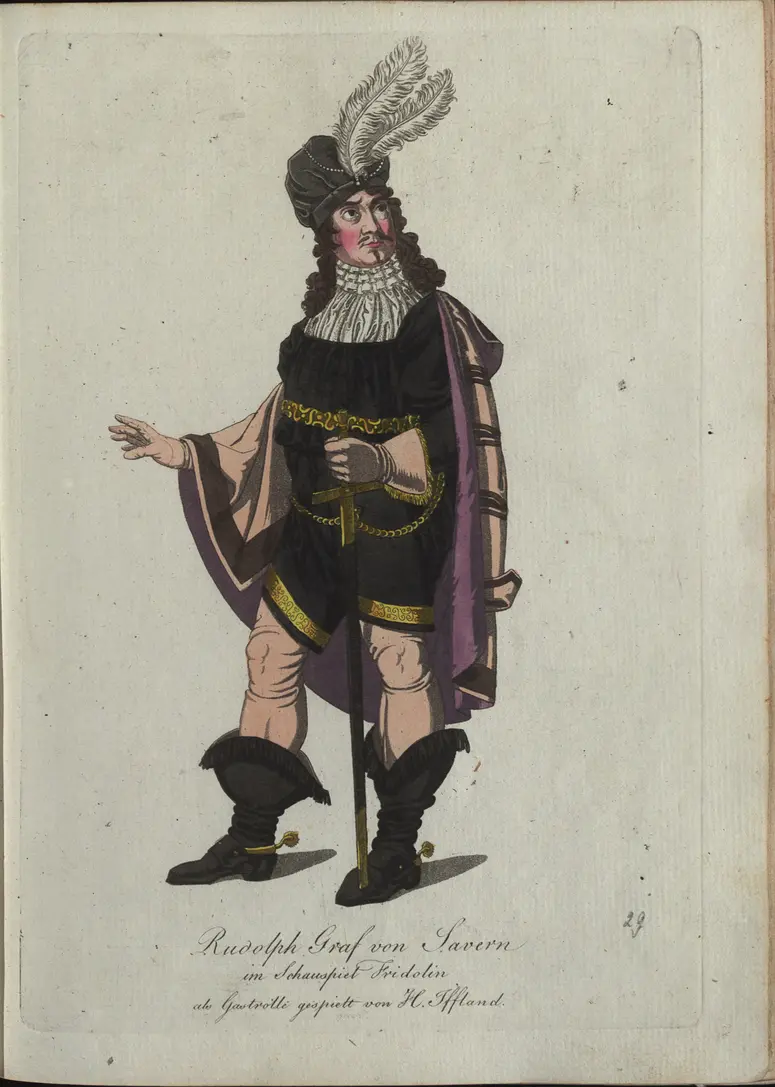 Fridolin, Titel der Serie: Auswahl schöner Costumes für Theater- und Ball-Anzüge