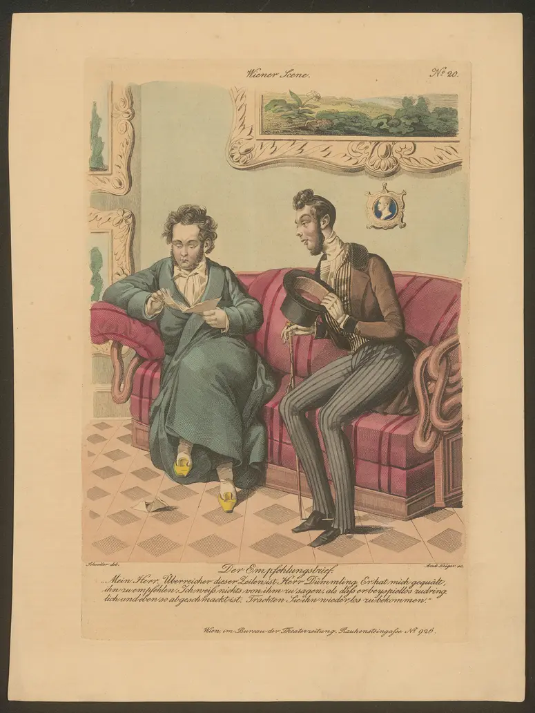 Der Empfehlungsbrief, Titel der Serie: Wiener Scene, Name der Zeitschrift: Wiener Theaterzeitung