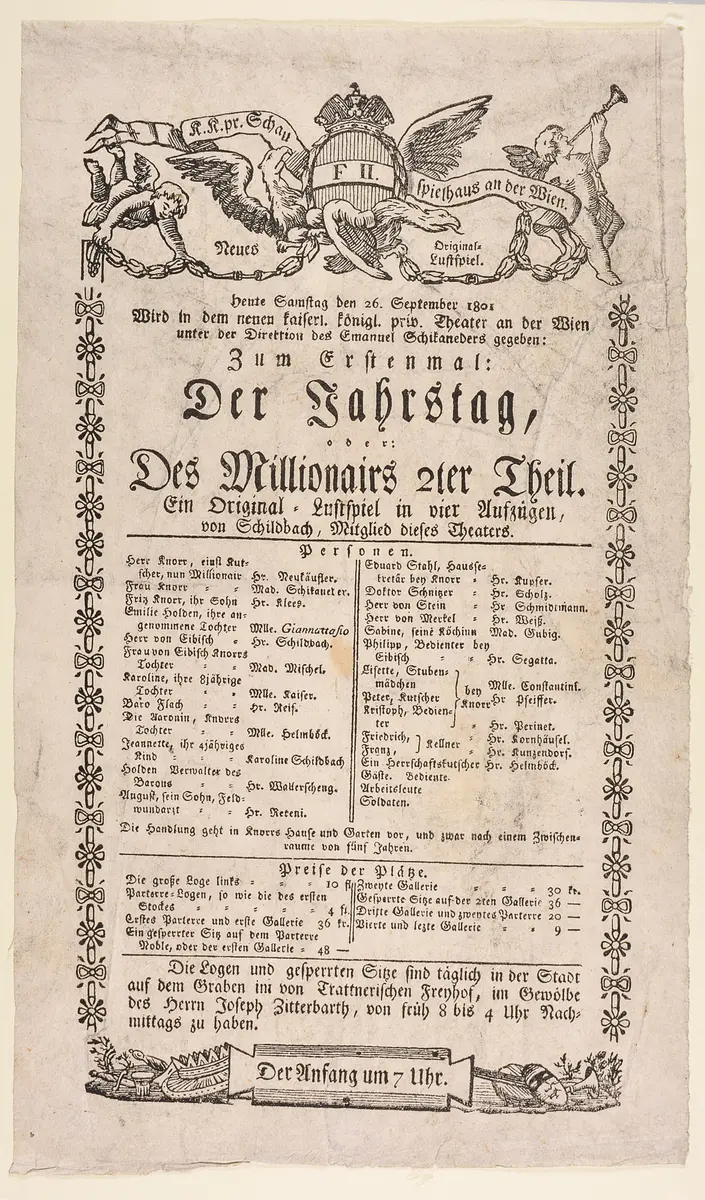 Der Jahrestag oder Des Millionairs 2ter Theil