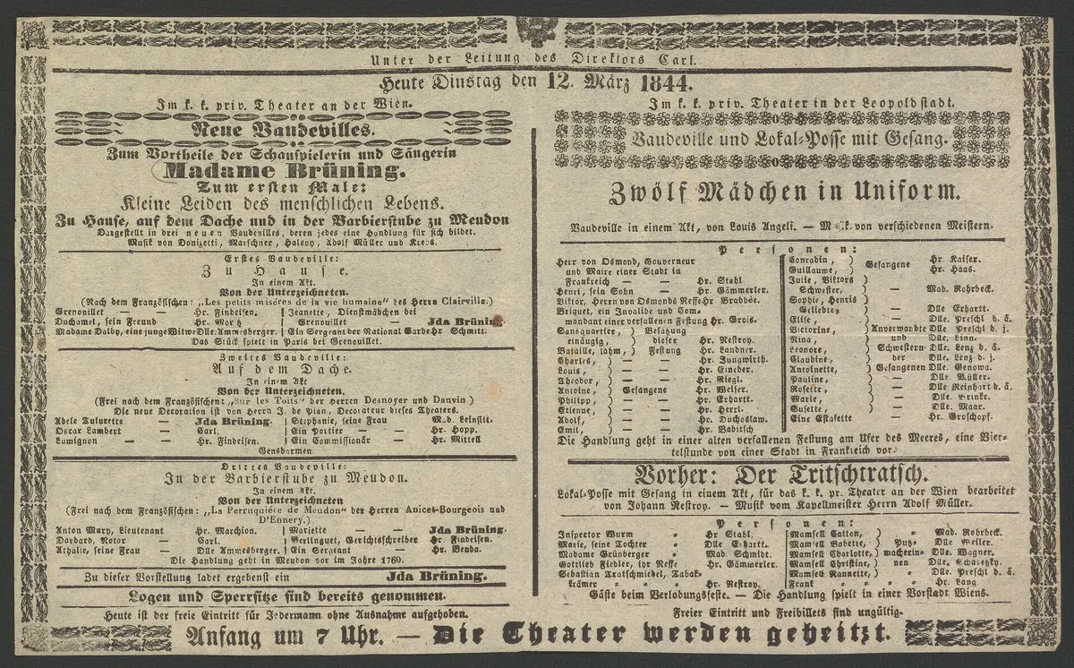 Kleine Leiden des menschlichen Lebens. Im Hause, auf dem Dache und in der Barbierstube zu Meudon, Zwölf Mädchen in Uniform, Der Tritschtratsch