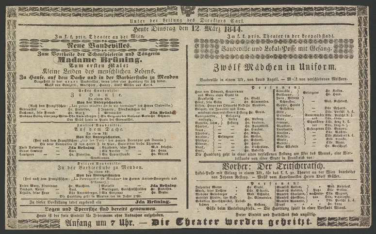 Kleine Leiden des menschlichen Lebens. Im Hause, auf dem Dache und in der Barbierstube zu Meudon, Zwölf Mädchen in Uniform, Der Tritschtratsch