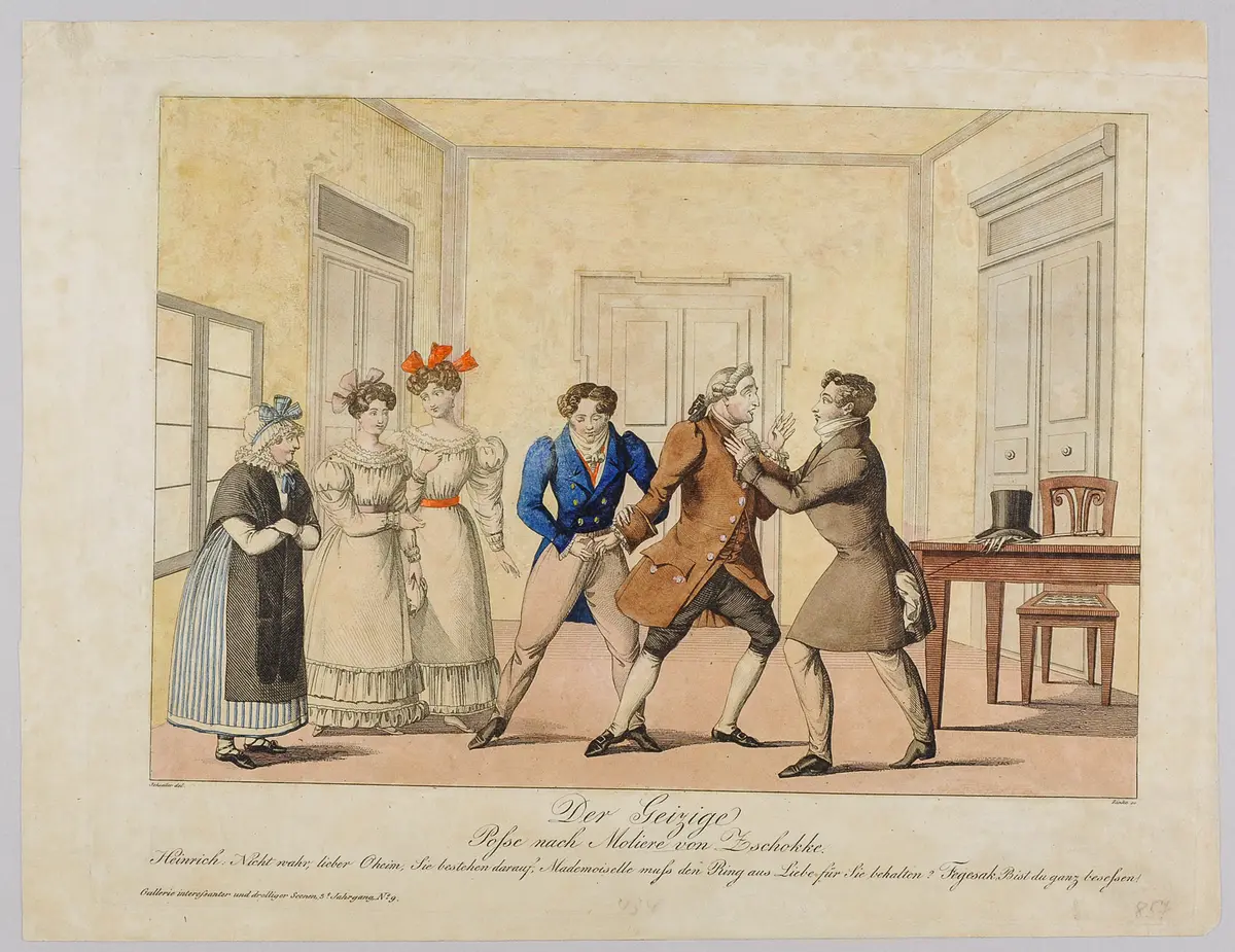 Der Geizige, Titel der Serie: Gallerie interessanter und drolliger Scenen, Name der Zeitschrift: Wiener Theaterzeitung