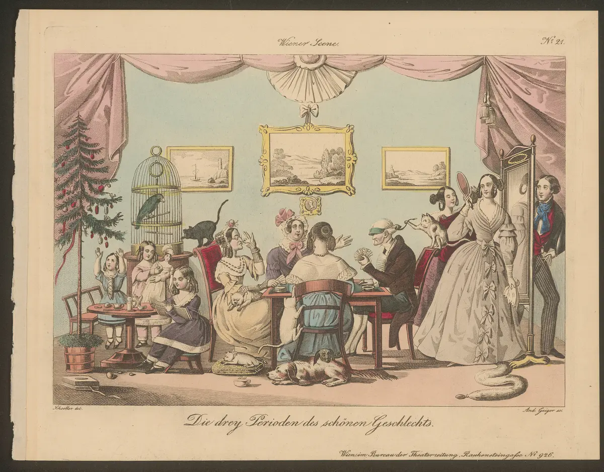 Die drey Perioden des schönen Geschlechts., Titel der Serie: Wiener Scene, Name der Zeitschrift: Wiener Theaterzeitung