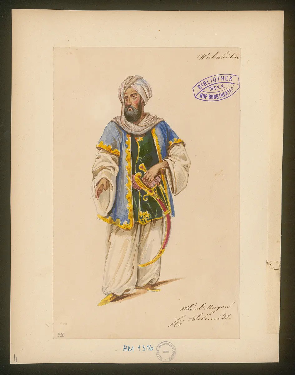 Die Wahabitin, Titel der Serie: Figurinen des k.k. Hof-Burgtheaters