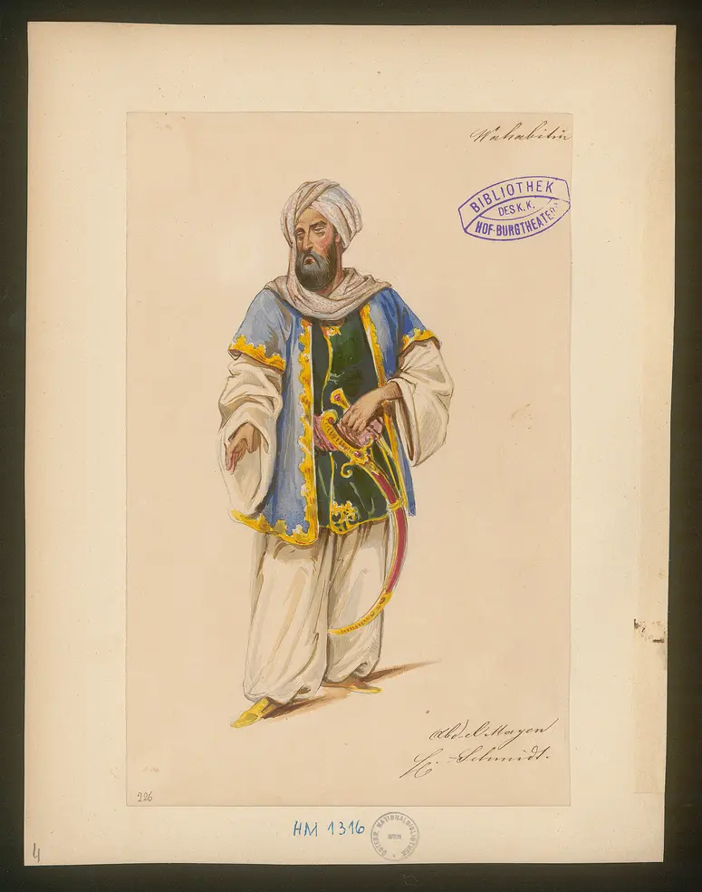 Die Wahabitin, Titel der Serie: Figurinen des k.k. Hof-Burgtheaters