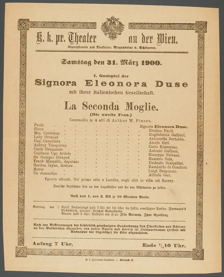 Die zweite Frau, Titel in Vorlageform: La Seconda Moglie