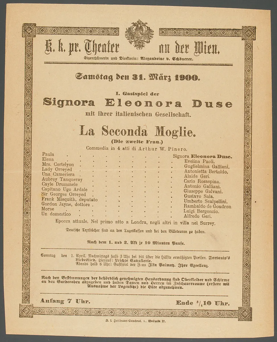 Die zweite Frau, Titel in Vorlageform: La Seconda Moglie