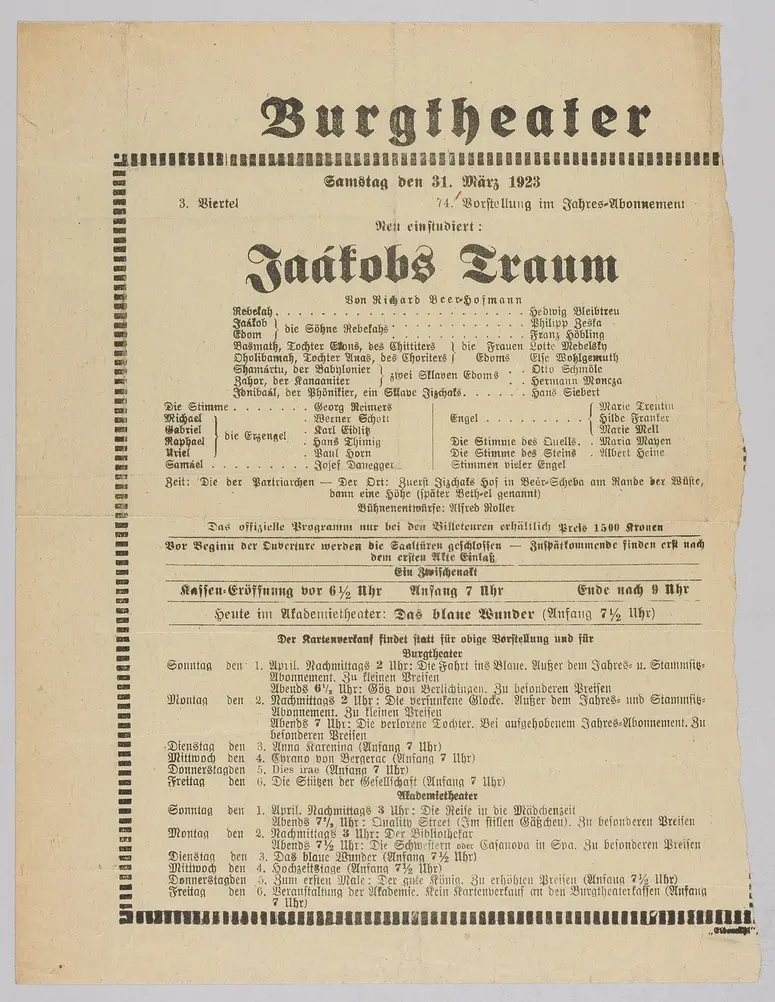 Jaakobs Traum, Titel in Vorlageform: Jaákobs Traum