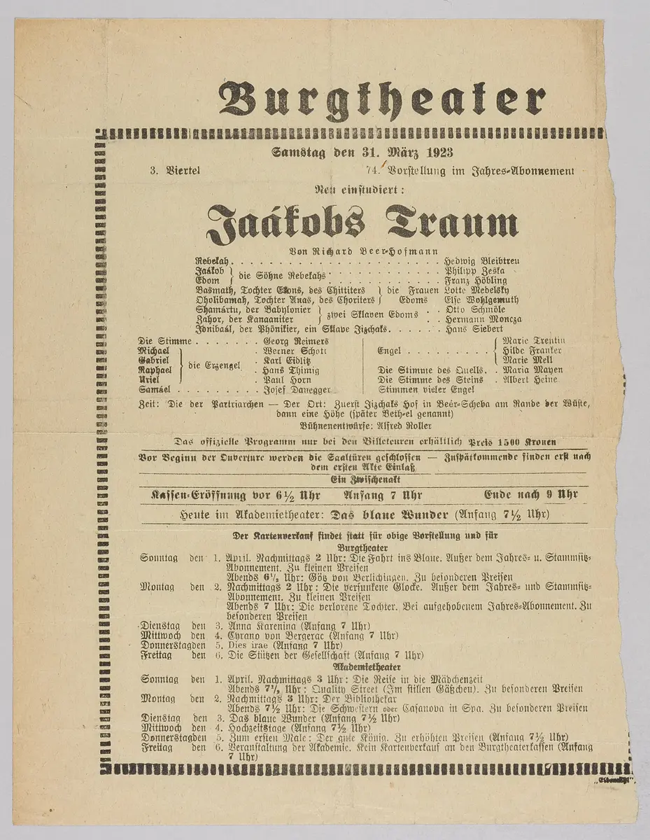 Jaakobs Traum, Titel in Vorlageform: Jaákobs Traum