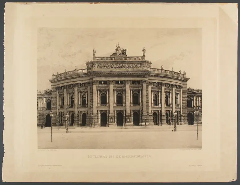Wien, Burgtheater, Titel in Vorlageform: Mittelfront des k.k. Hofburgtheaters