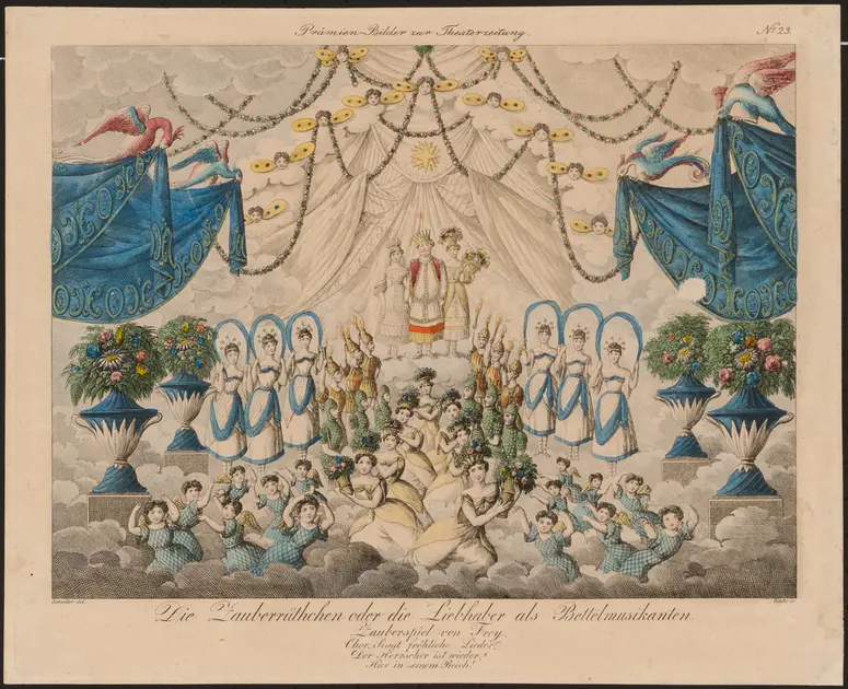 Die Zauberrüthchen oder die Liebhaber als Bettelmusikanten, Alternativtitel: Die Zauberrütchen, Titel der Serie: Prämien-Bild, Name der Zeitschrift: Wiener Theaterzeitung