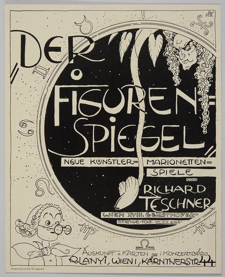 Der Figurenspiegel, Titel in Vorlageform: Der Figurenspiegel. Neue Künstler-Marionetten-Spiele von Richard Teschner