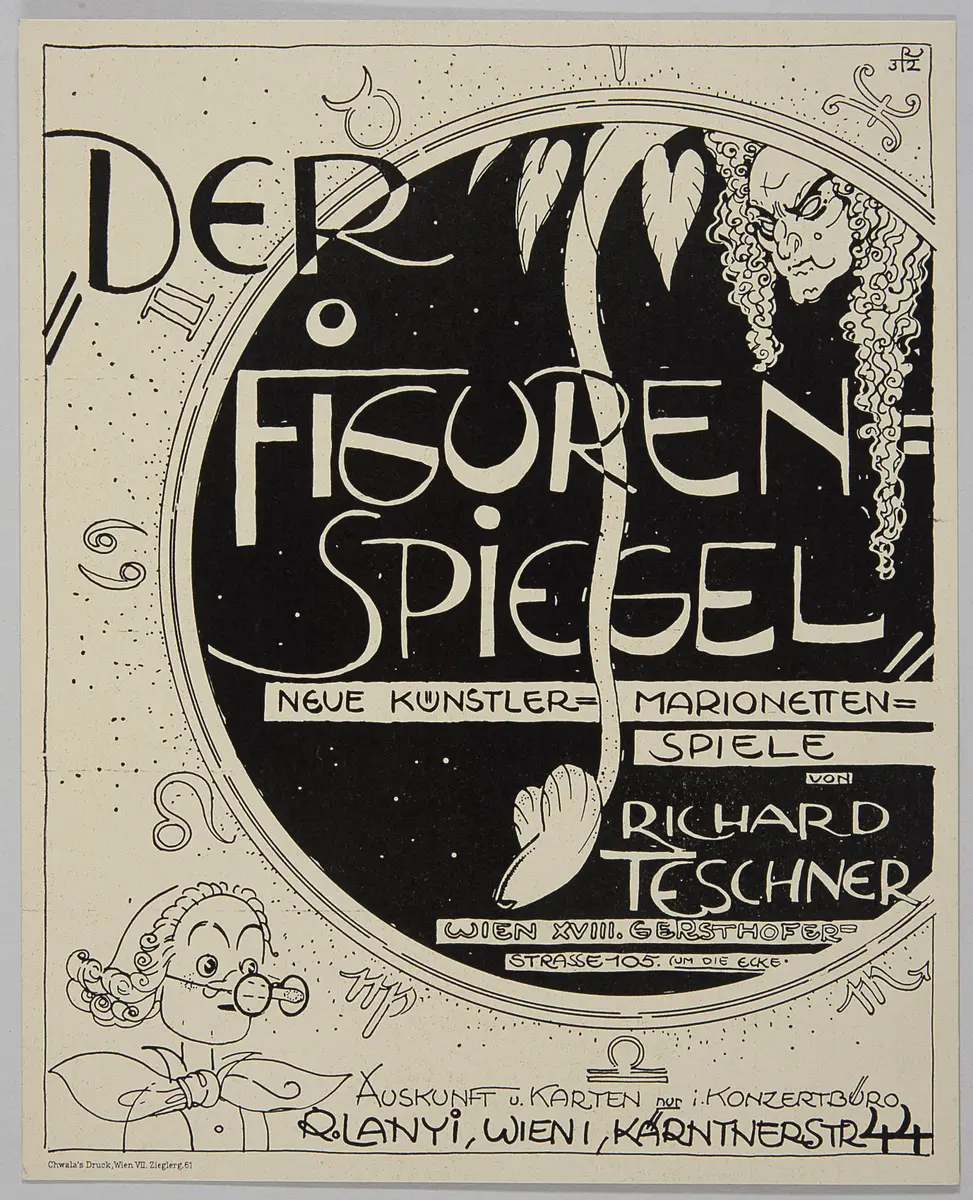 Der Figurenspiegel, Titel in Vorlageform: Der Figurenspiegel. Neue Künstler-Marionetten-Spiele von Richard Teschner