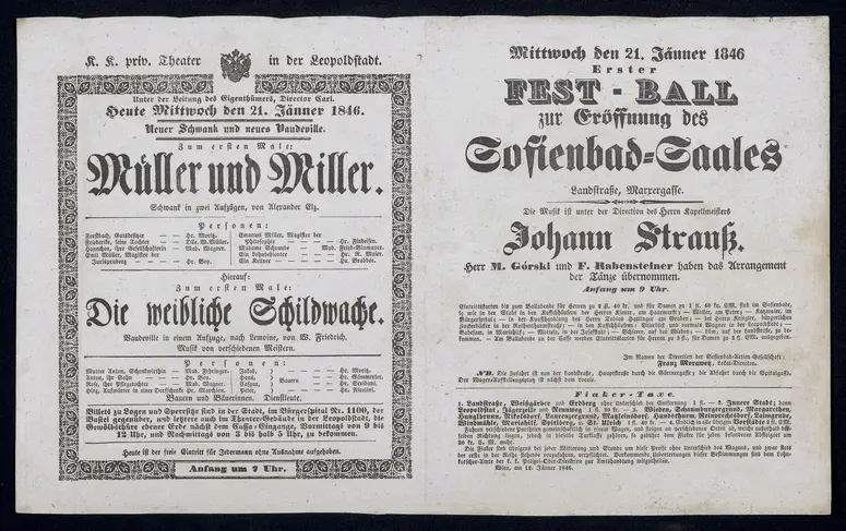 Müller und Miller, Die weibliche Schildwache, Erster FEST-BALL zur Eröffnung des Sofienbad-Saales