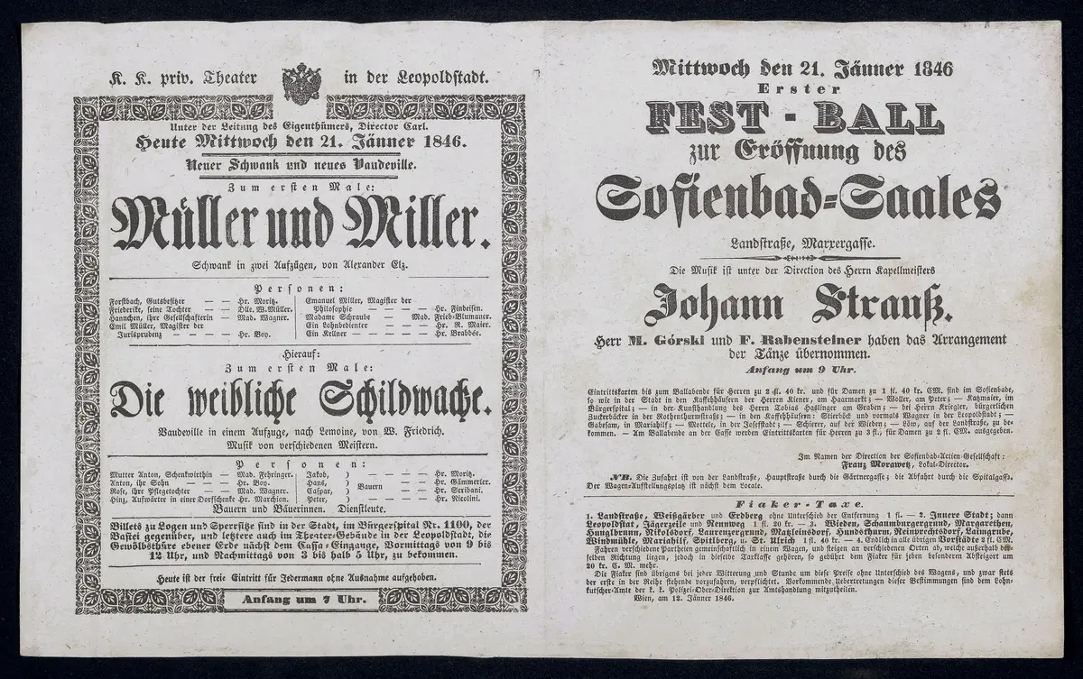 Müller und Miller, Die weibliche Schildwache, Erster FEST-BALL zur Eröffnung des Sofienbad-Saales