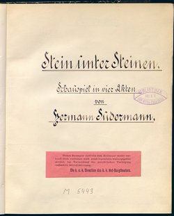 Stein unter Steinen. Schauspiel in vier Akten