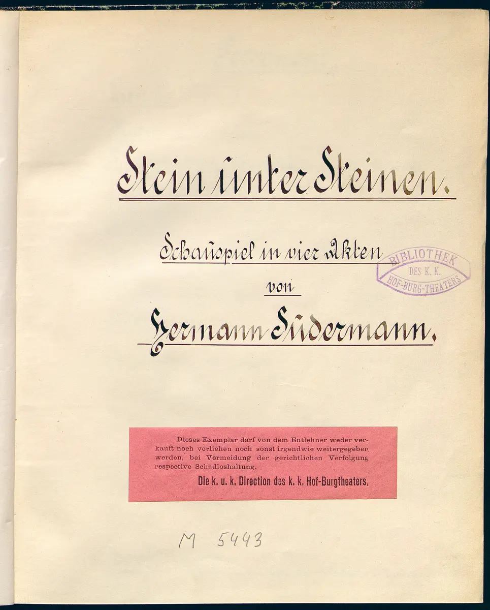 Stein unter Steinen. Schauspiel in vier Akten