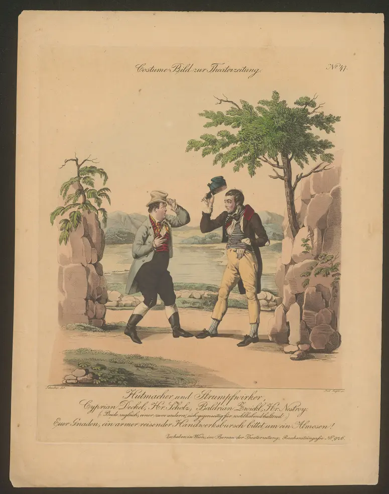 Hutmacher und Strumpfwirker, Titel der Serie: Costume-Bild, Name der Zeitschrift: Wiener Theaterzeitung