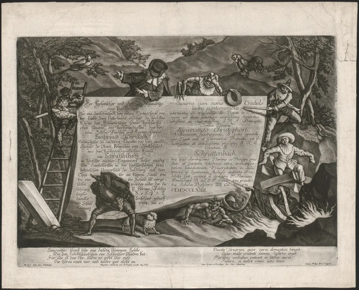 Der Schwätzer und der Leichtgläubige, Suchtitel: Commedia dell'arte