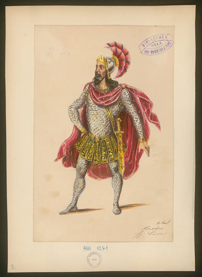 Herodes und Mariamne, Titel der Serie: Figurinen des k.k. Hof-Burgtheaters