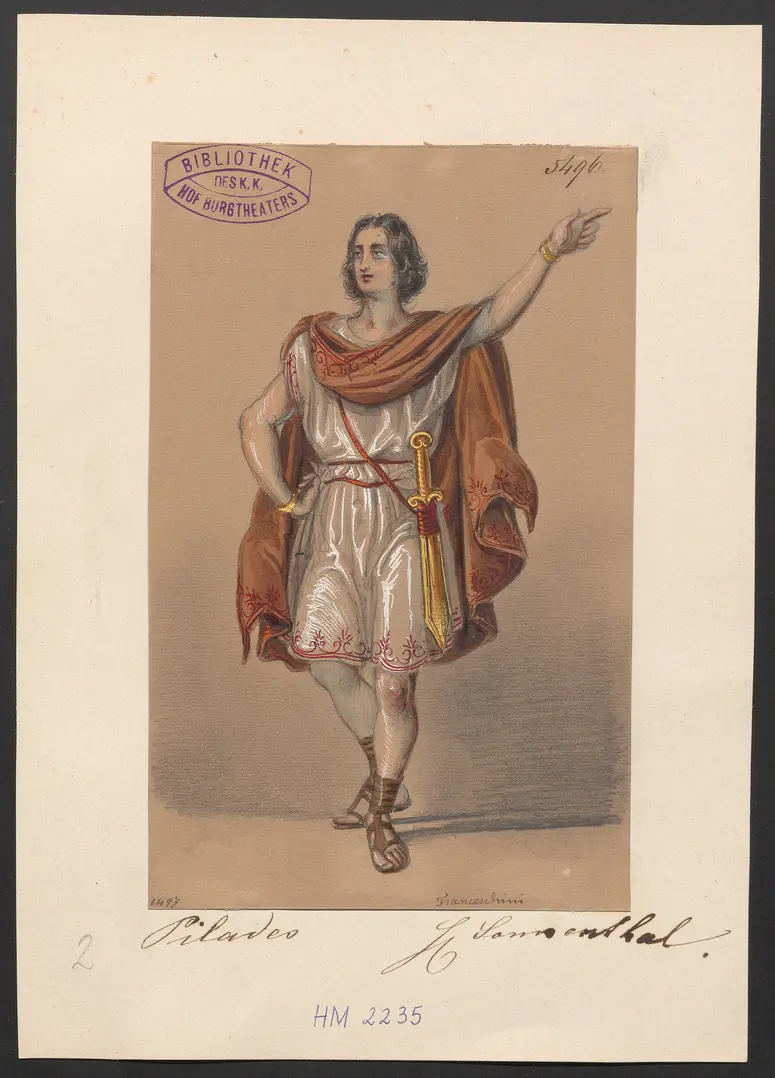 Iphigenie in Delphi, Titel der Serie: Figurinen des k.k. Hof-Burgtheaters