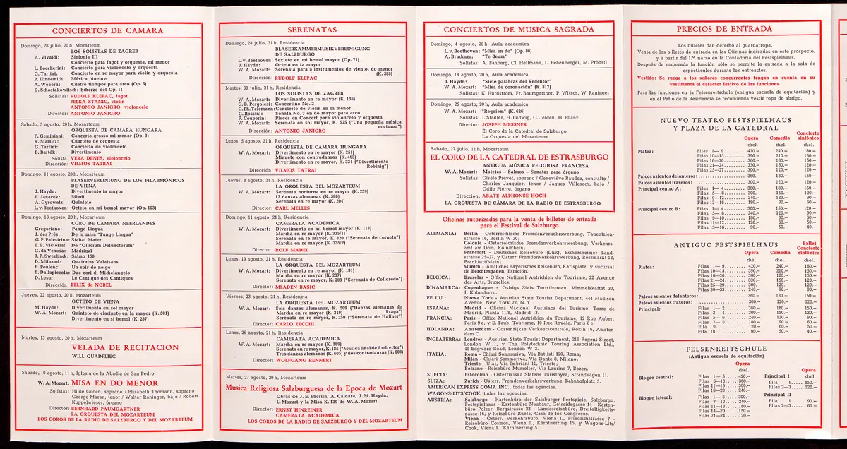 Salzburger Festspiele 1963, Titel in Vorlageform: Salzburgo Festival 1963, Verweis auf Stücktitel: Iphigenie in Aulis, Verweis auf Stücktitel: Cosi fan tutte, Verweis auf Stücktitel: Die Entführung aus dem Serail, Verweis auf Stücktitel: Figaros Hochzeit, Verweis auf Stücktitel: Die Zauberflöte, Verweis auf Stücktitel: Der Rosenkavalier, Verweis auf Stücktitel: Der Troubadour, Verweis auf Stücktitel: Jedermann, Verweis auf Stücktitel: Faust