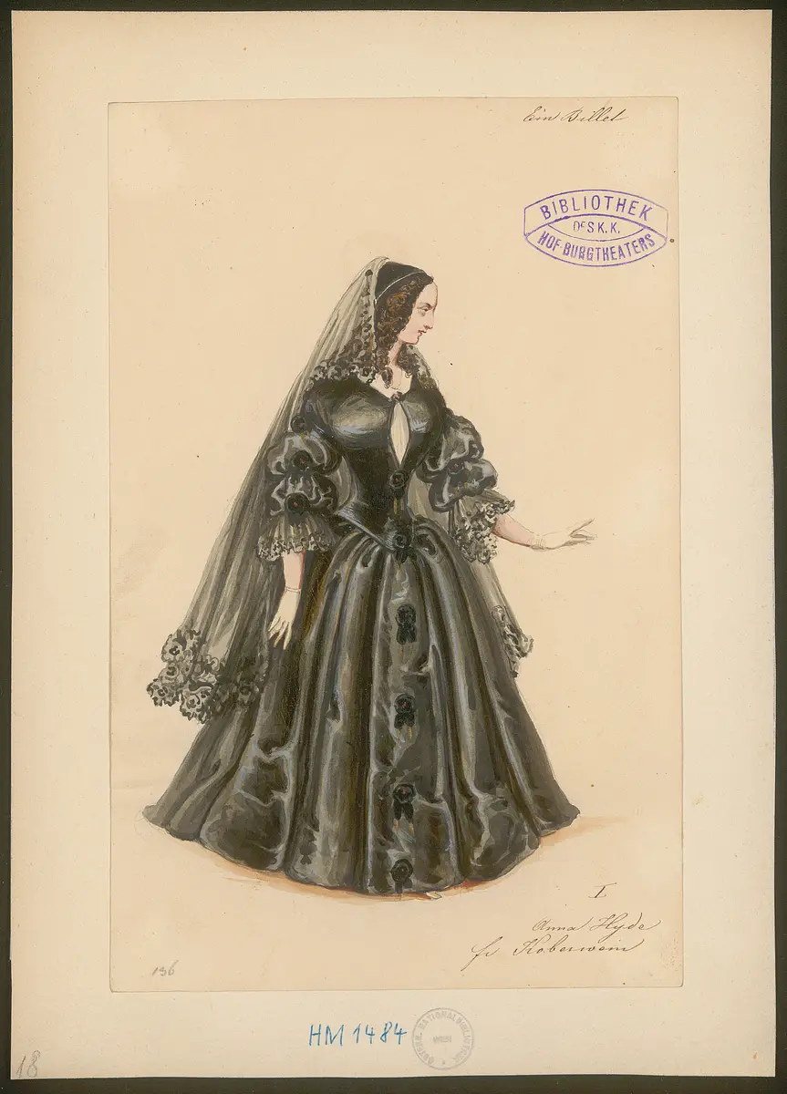 Ein Billett, Titel der Serie: Figurinen des k.k. Hof-Burgtheaters