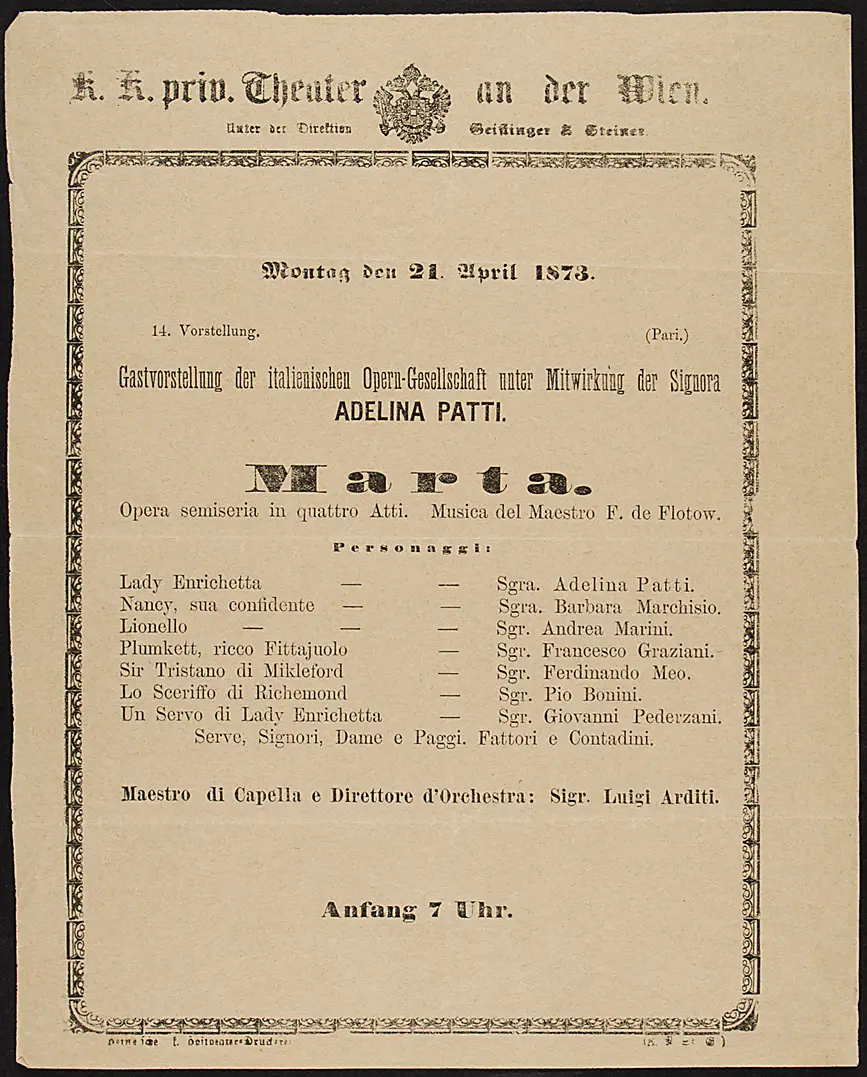 Martha, Titel in Vorlageform: Marta