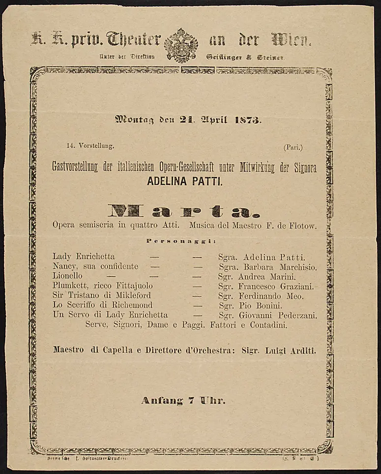 Martha, Titel in Vorlageform: Marta