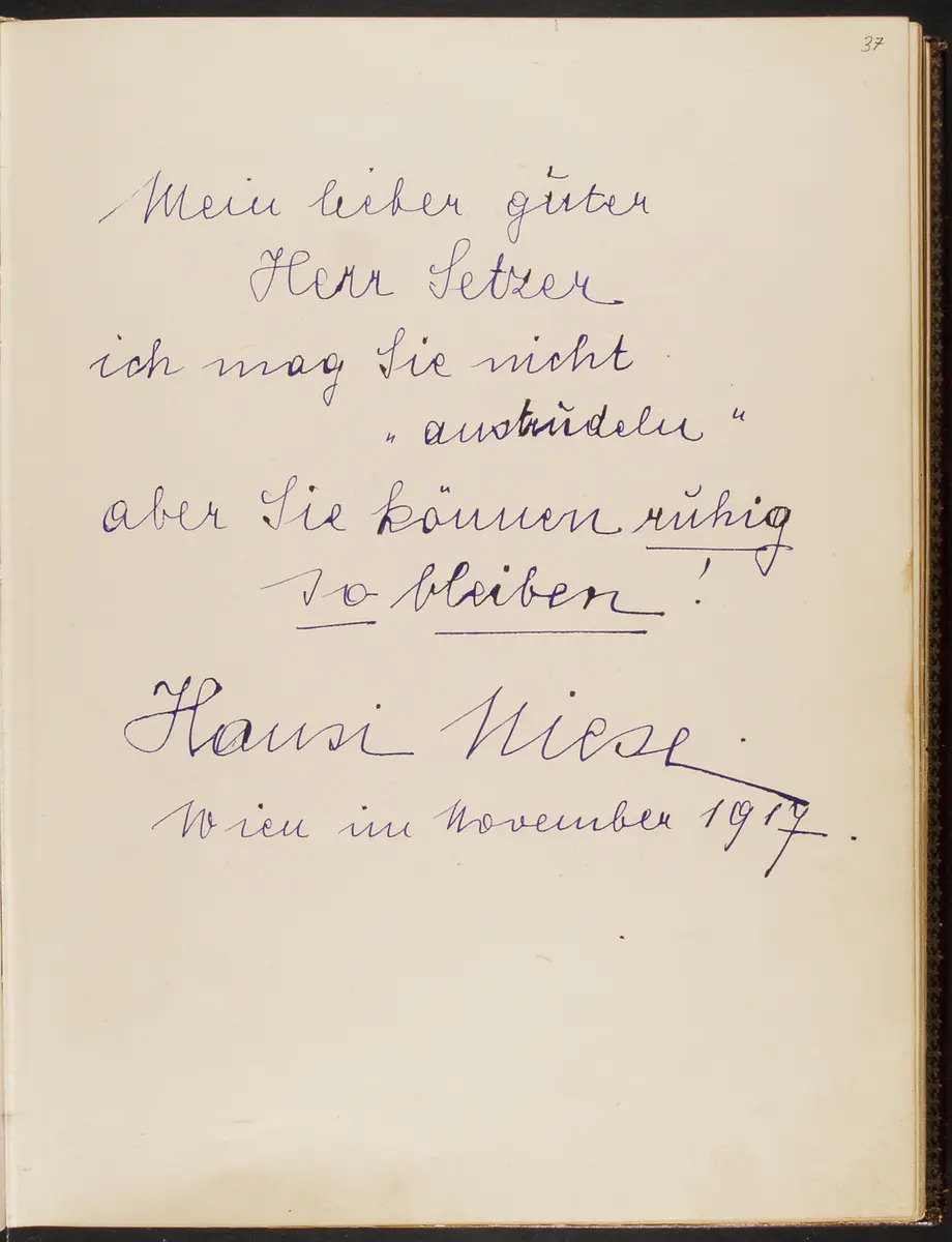 Gästebuch. Atelier Franz-Xaver Setzer, Wien