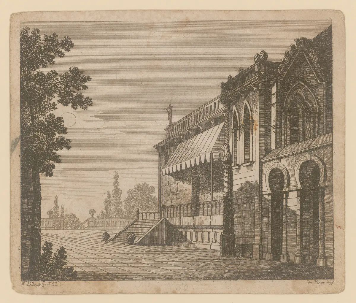 Don Gutierre, Alternativtitel: Don Gutierrez, Alternativtitel: Der Arzt seiner Ehre, Titel der Serie: Theaterdecorationen nach den Original Skitzen des k.k. Hof Theater Mahlers Anton de Pian, gestochen und verlegt von Norbert Bittner.