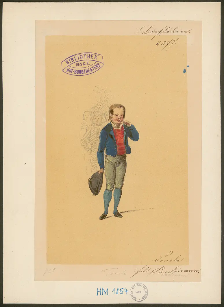Der Dorflehrer, Titel der Serie: Figurinen des k.k. Hof-Burgtheaters