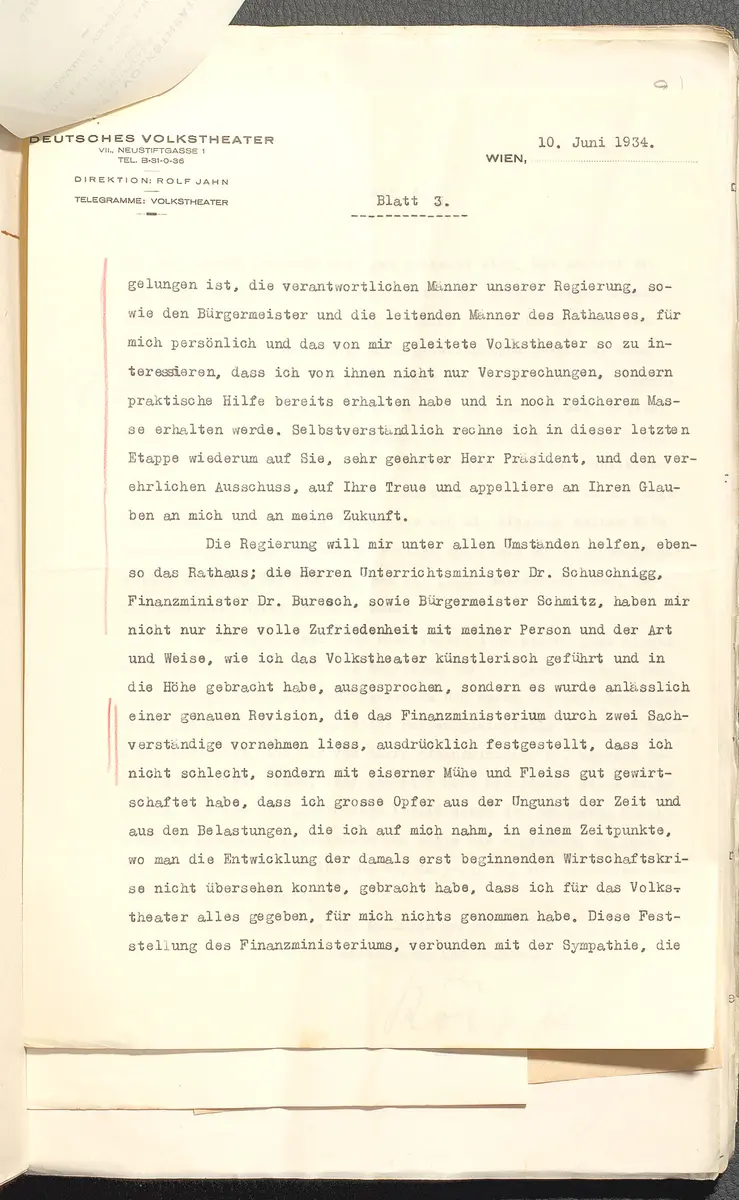 Protokolle der Ausschusssitzungen des Vereines des Deutschen Volkstheaters in Wien