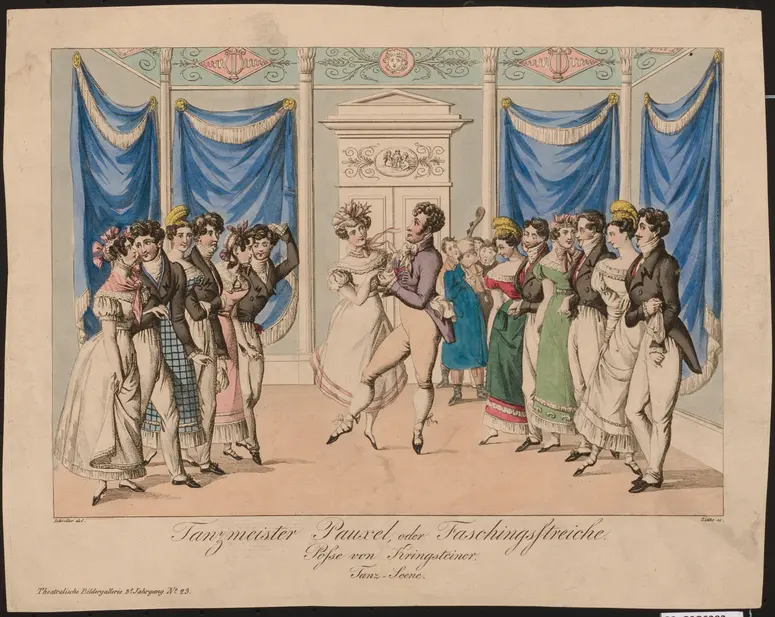 Tanzmeister Pauxel, oder Faschingsstreiche, Titel der Serie: Theatralische Bilder-Gallerie, Name der Zeitschrift: Wiener Theaterzeitung