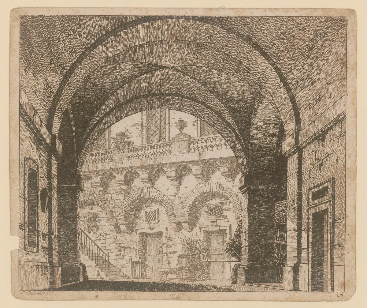ohne Titel, Titel der Serie: Theaterdecorationen nach den Originalskitzen des k.k. Hoftheatermahlers Joseph Platzer radirt und verlegt von Norbert Bittner