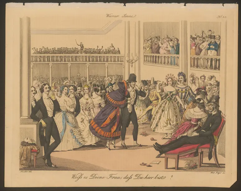 Weiß es Deine Frau, dass du hier bist?, Titel der Serie: Wiener Scene, Name der Zeitschrift: Wiener Theaterzeitung