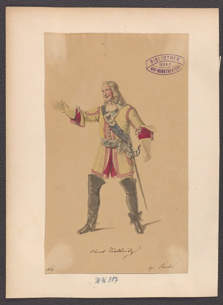 Prinz Friedrich von Homburg, Titel der Serie: Figurinen des k.k. Hof-Burgtheaters, Titel der Veranstaltung: Die Schlacht bei Fehrbellin