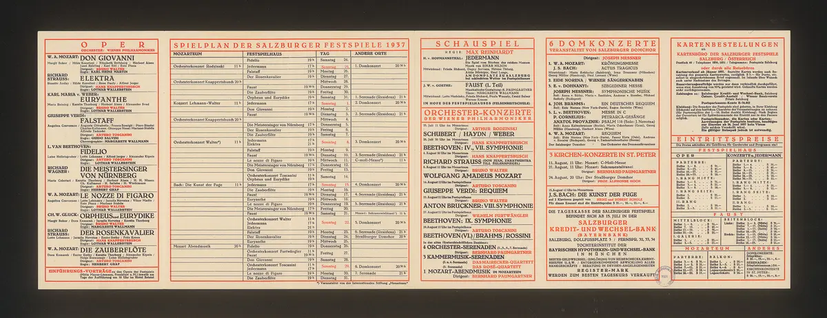 Salzburger Festspiele 1937, Verweis auf Stücktitel: Don Giovanni, Verweis auf Stücktitel: Elektra, Verweis auf Stücktitel: Euryanthe, Verweis auf Stücktitel: Falstaff, Verweis auf Stücktitel: Fidelio, Verweis auf Stücktitel: Die Meistersinger von Nürnberg, Verweis auf Stücktitel: Le nozze di figaro, Verweis auf Stücktitel: Orpheus und Eurydike, Verweis auf Stücktitel: Der Rosenkavalier, Verweis auf Stücktitel: Die Zauberflöte, Verweis auf Stücktitel: Jedermann, Verweis auf Stücktitel: Faust