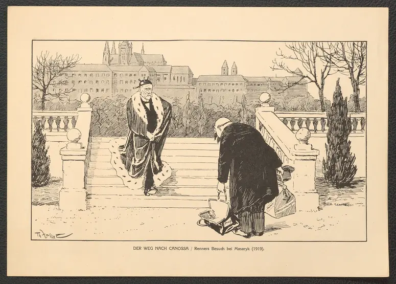 Der Weg nach Canossa. (Renners Besuch bei Masaryk, 1919), Titel der Serie: Theo Zasche's Lachendes Wien
