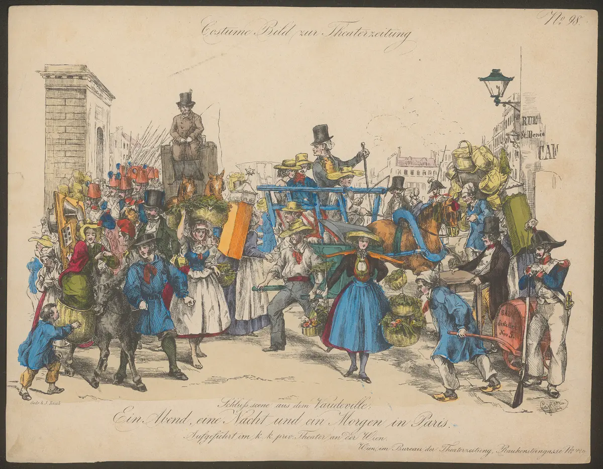 Ein Abend, eine Nacht und ein Morgen in Paris, Titel der Serie: Costume-Bild, Name der Zeitschrift: Wiener Theaterzeitung