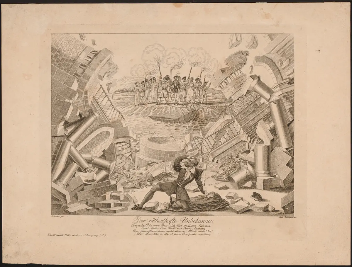 Der räthselhafte Unbekannte, Alternativtitel: Der rätselhafte Unbekannte oder der Zweikampf zu Portici, Titel der Serie: Theatralische Bilder-Gallerie, Name der Zeitschrift: Wiener Theaterzeitung