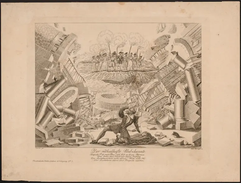 Der räthselhafte Unbekannte, Alternativtitel: Der rätselhafte Unbekannte oder der Zweikampf zu Portici, Titel der Serie: Theatralische Bilder-Gallerie, Name der Zeitschrift: Wiener Theaterzeitung